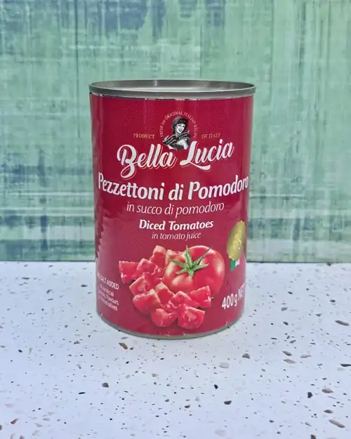 Bella Lucia Diced Tomatoes in Tomato Juice. Pezzettoni di Pomodoro in succo di pomodoro. Product of Italy. 