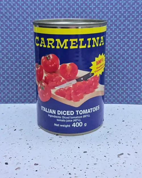  Carmelina Italian Diced Tomatoes. 100% Italian tomatoes.