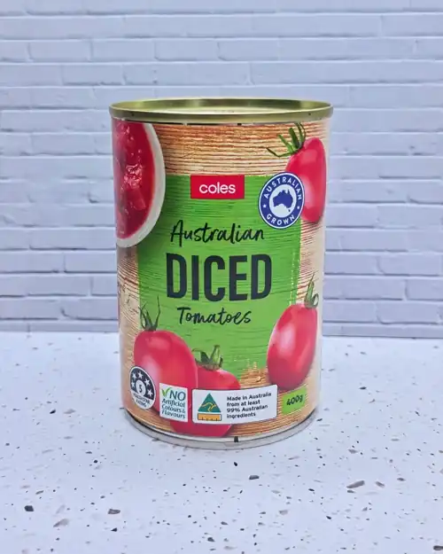  Coles Australian Diced Tomatoes. 5 Health star rating. Australian grown. 