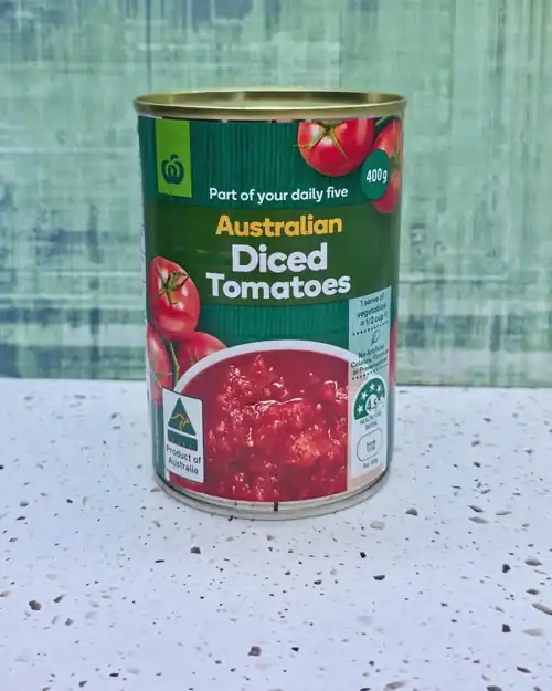  Woolworths Australian Diced  Tomatoes. 4.5 Health star rating.