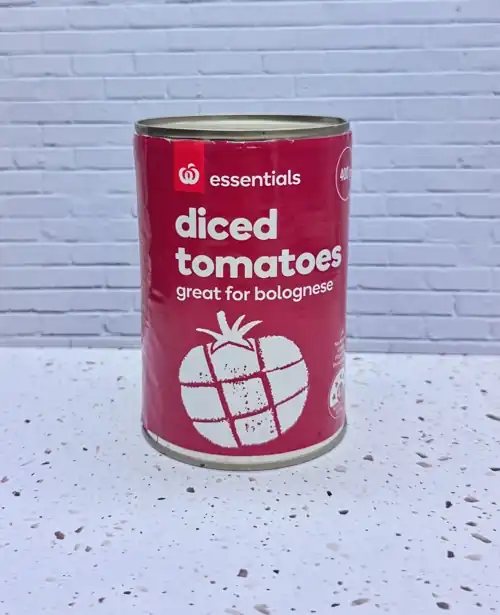  Woolworths Essential Diced Tomatoes. 4.5 health star rating.