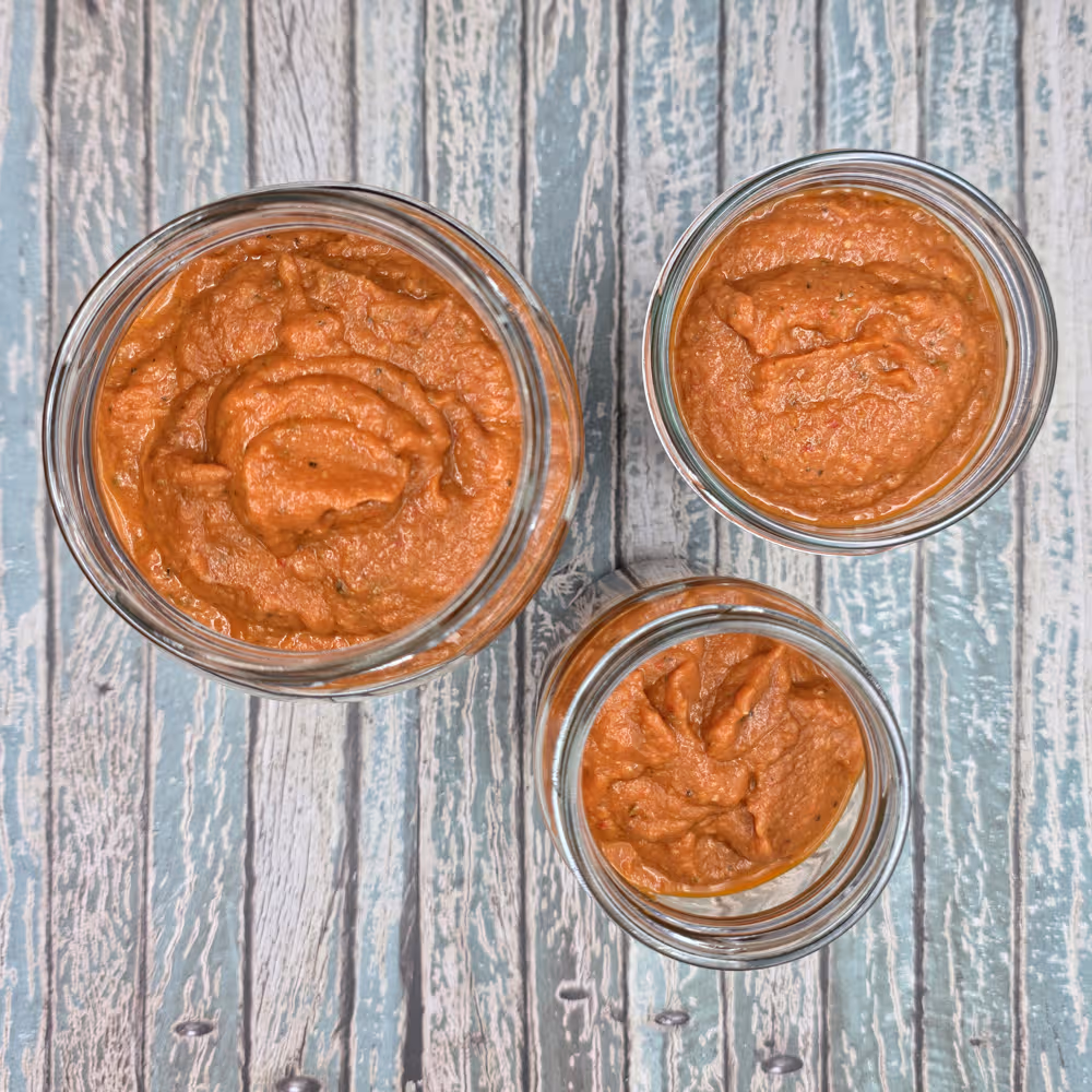 Ratatouille Sauce on Wood Table, Top Down